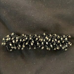 Vintage Black and clear glass beads Barrette